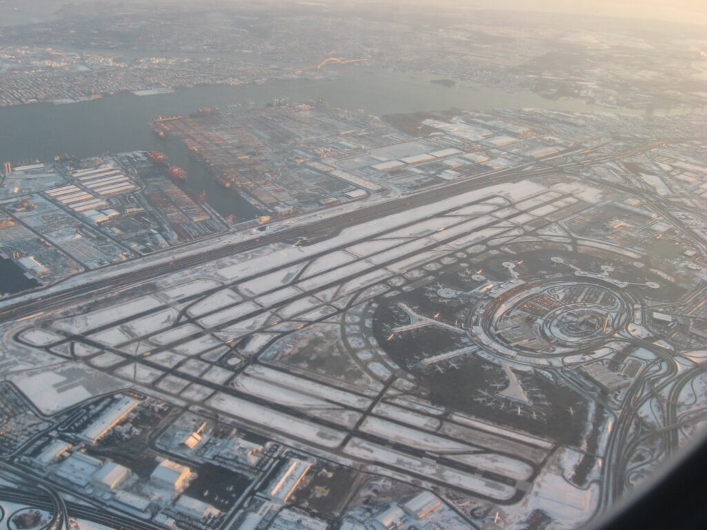 Newark Liberty International Airport, taken from Continental Flight 99 on a Boeing 777-200ER.